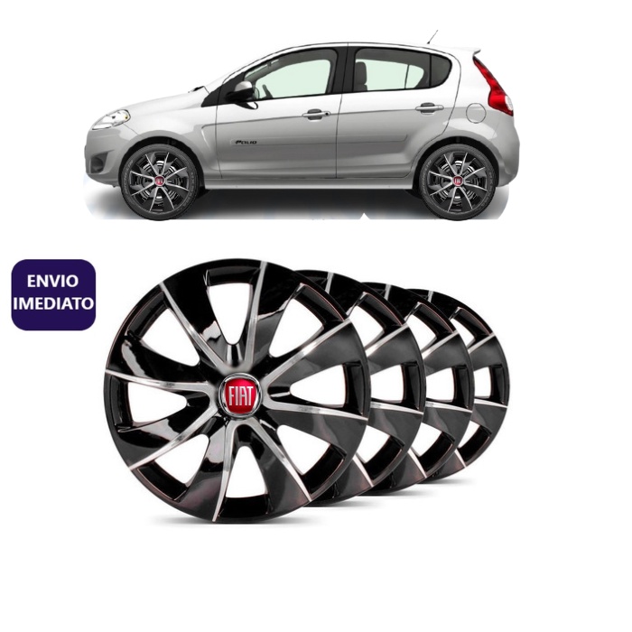 Kit 4 Carlota Esportiva Prime Aro 14 Black / Silver Fiat Palio em Oferta na Shopee