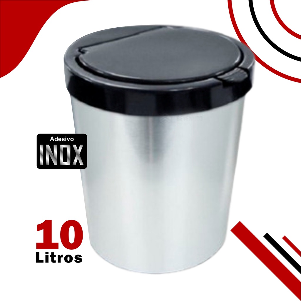 Lixeira Click Label 10 Litros Automática – Design Imita Inox para Banheiro