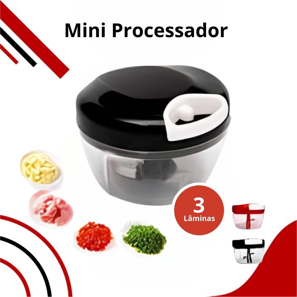 Mini Processador Manual De Alimentos Triturador 3 Lâminas