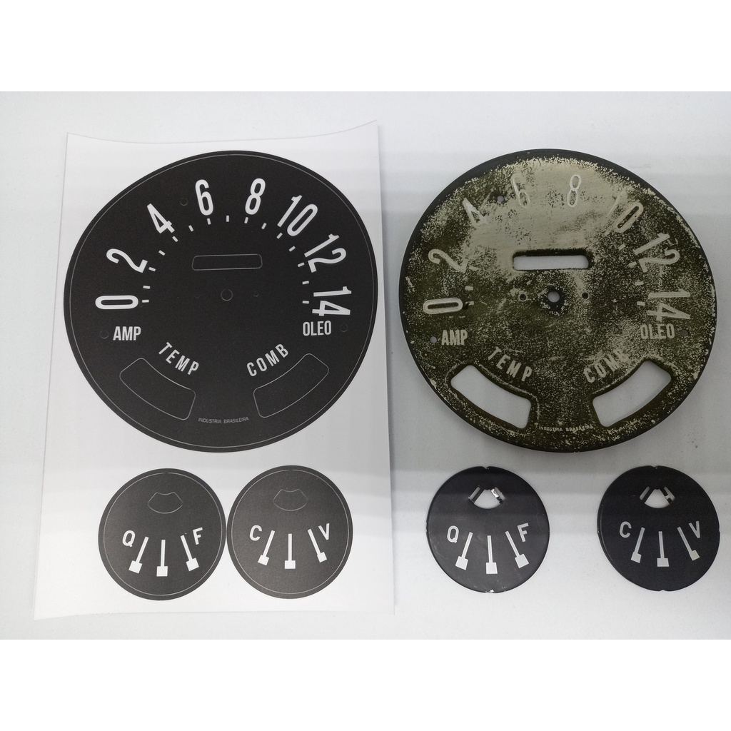 Adesivos Apliques Painel de Instrumentos - Jeep Willys e F75 (Velocímetro / Combustível / Temperatura)