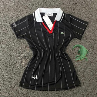 Camiseta Pólo Feminina Kapela Listrada Dry-Fit Preto