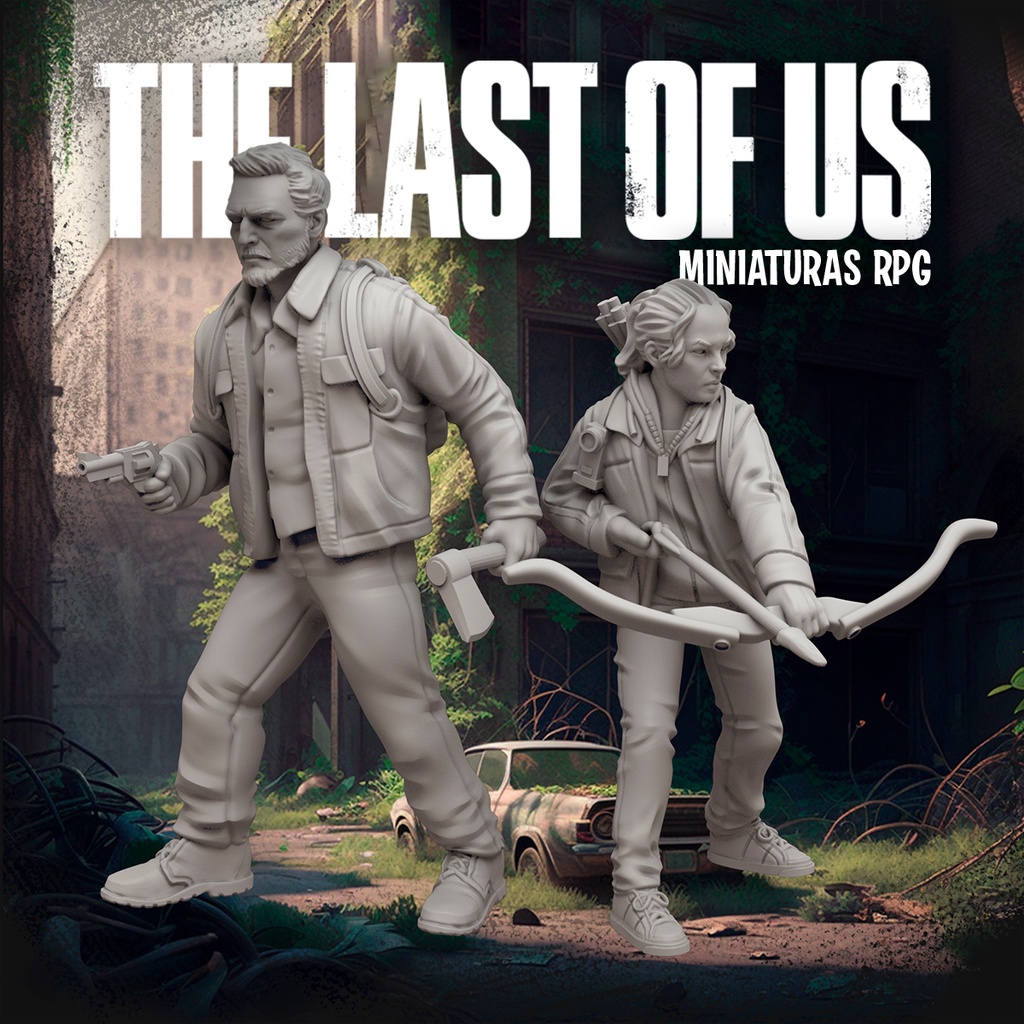 Miniaturas RPG The Last of Us Ellie e Joel Seriado e Jogo Para Pintura e Board Game