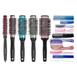 Kit 5 Escovas Térmicas Vazadas Salon Profissional +10 Pentes Colorido