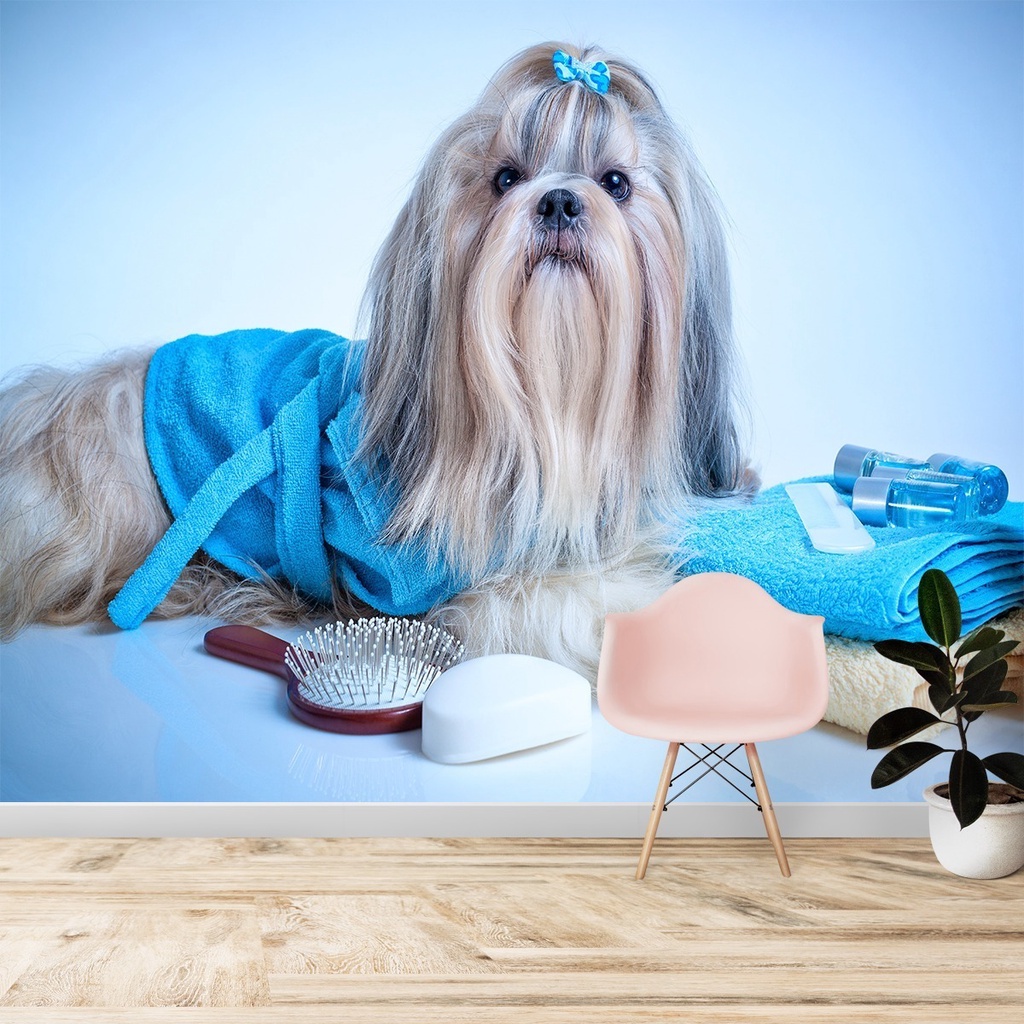 Papel de Parede 3d Animais Pet Shop Banho Tosa M² Lavável