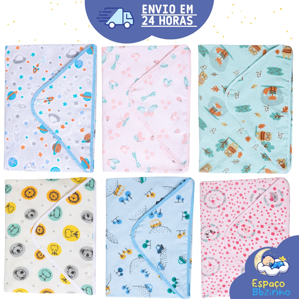 Toalha de Banho para Bebe Felpuda Forrada de Fralda e Capuz Enxoval Papizinha - Papi