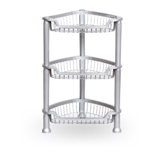 Fruteira de Canto Triangular Cesto Organizador Suporte 3 Andares Cinza