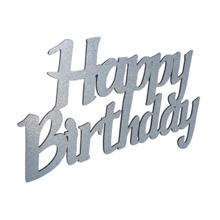 Palavra Letreiro Frase Happy Birthday com Gliter Prata 55x35 cm em Oferta na Shopee