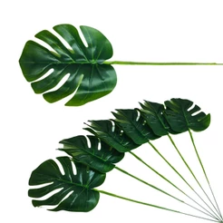 Folha Artificial Verde de Planta Costela de Adão Luxo, Folhas Artificiais Realistas para Decoração de Ambientes Internos