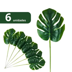 KIT 6 Folha Artificial Verde Planta Costela de Adão, Folhas Artificiais Para Decoração, Folha Artificial Decoração