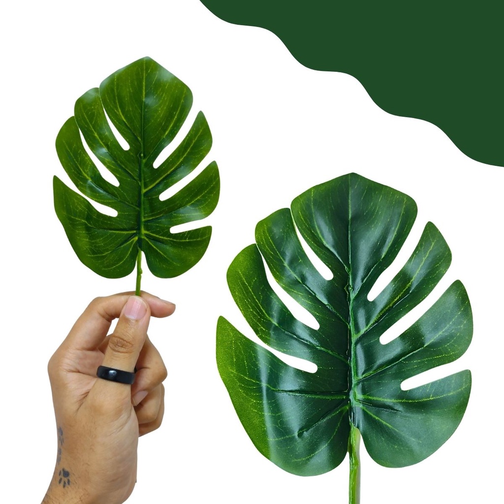 Folha Artificial Verde de Planta Costela de Adão Luxo, Folhas Artificiais Realistas para Decoração de Ambientes Internos · foto 2
