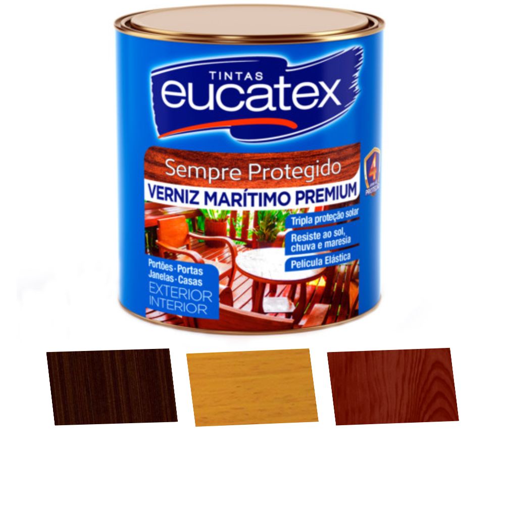 Verniz Premium 900ml para madeiras - Eucatex - Marítimo e Tingidor, Imbuia Mogno e Natural