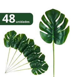 KIT 48 Folha Artificial Verde Planta Costela de Adão, Folhas Artificiais Para Decoração, Folha Artificial Decoração