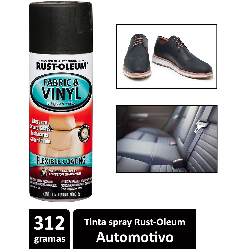 Tinta Spray Banco Sofá Tecido Couro Vinil 312g PRETO FOSCO Rust Oleum IMPORTADO