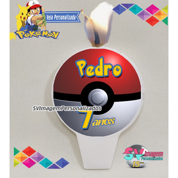 Pokemon Pokebola Vela de aniversário personalizada