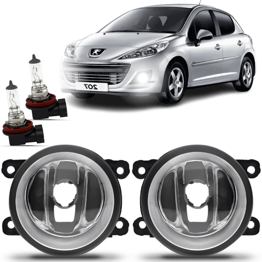 Par Farol Milha Peugeot 207 2007 2008 2009 2010 2011 2012 2013 2014 + Lâmpada