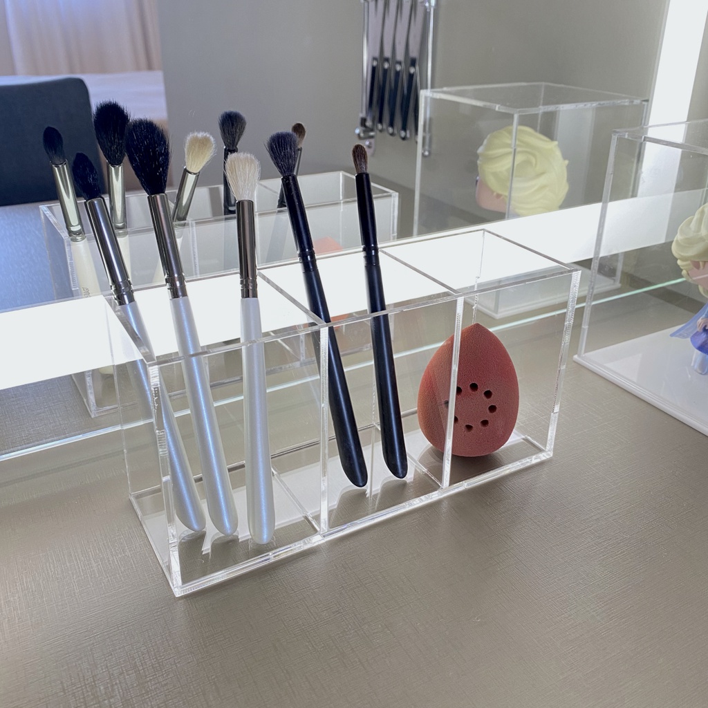 Porta organizador de pincel de maquiagem simples e lindo - Transparente em Oferta na Shopee