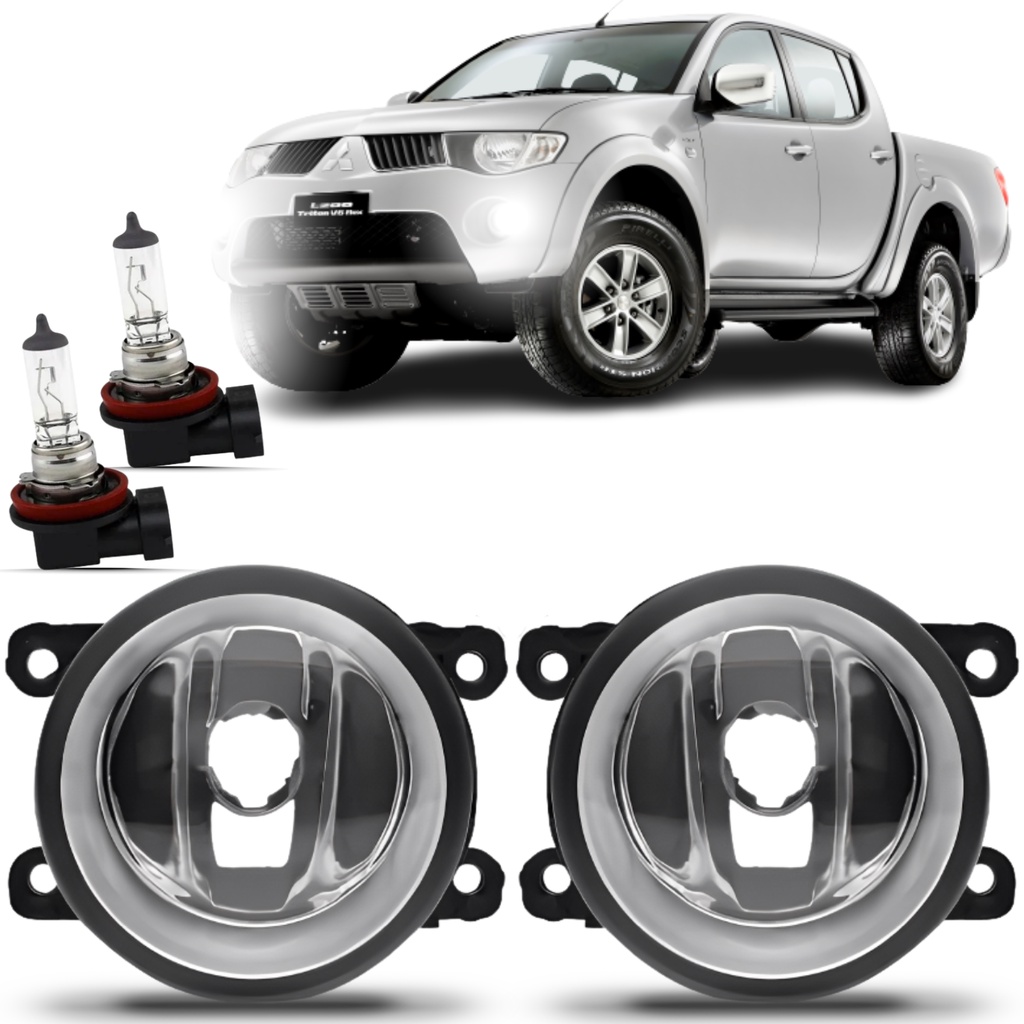 Par Farol Milha Mitsubishi L200 Triton 2007 2008 2009 2010 2011 2012 2013 2014 2015 2016 + Lâmpada