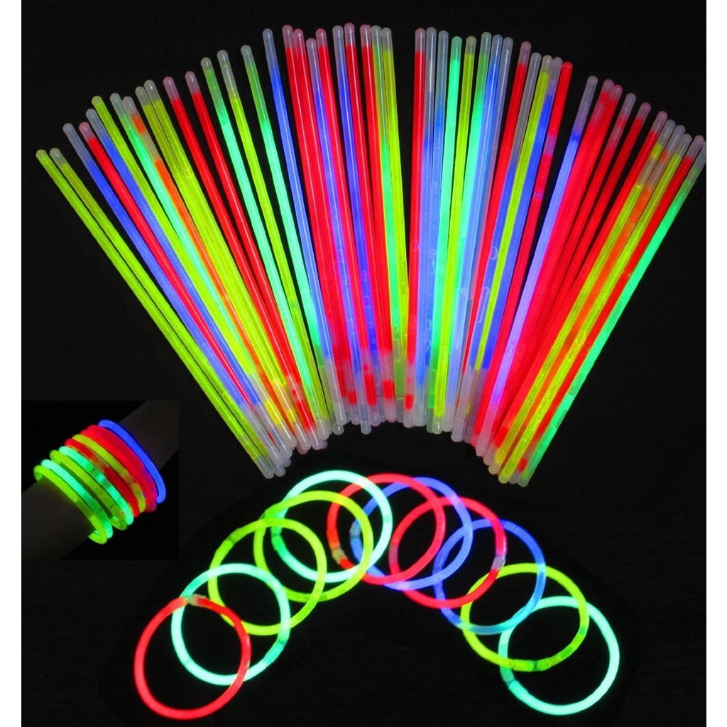 Kit C/ 100 200 e 300 Pulseiras Neon Alto Brilho Fluorescente P/ Festa Brilha no Escuro AC/Conectores