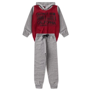 Conjunto Moletom Flanelado Infantil Maculino Calça e Blusa Com Capuz de Menino 2,3 e 4 inverno L60