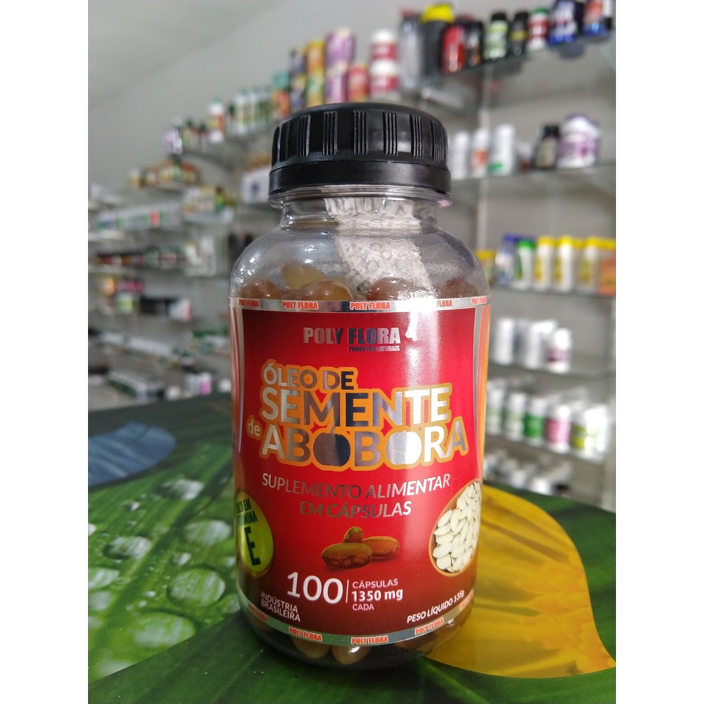 Óleo de Semente de Abóbora 100% puro (+Vit. E) 100 caps 1.350mg - Polyflora
