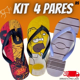 kit 4 pares chinelo sandália sortidos masculino adulto homem Macio Confortável