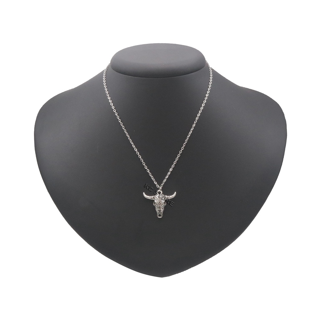 colar corrente cabeça de boi grande prata prateado carcaça granado touro signo vintage estilo masculino feminino choker gargantilha