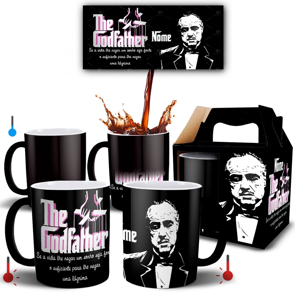 Caneca Mágica FIlme Poderoso Chefão com Nome + Caixinha