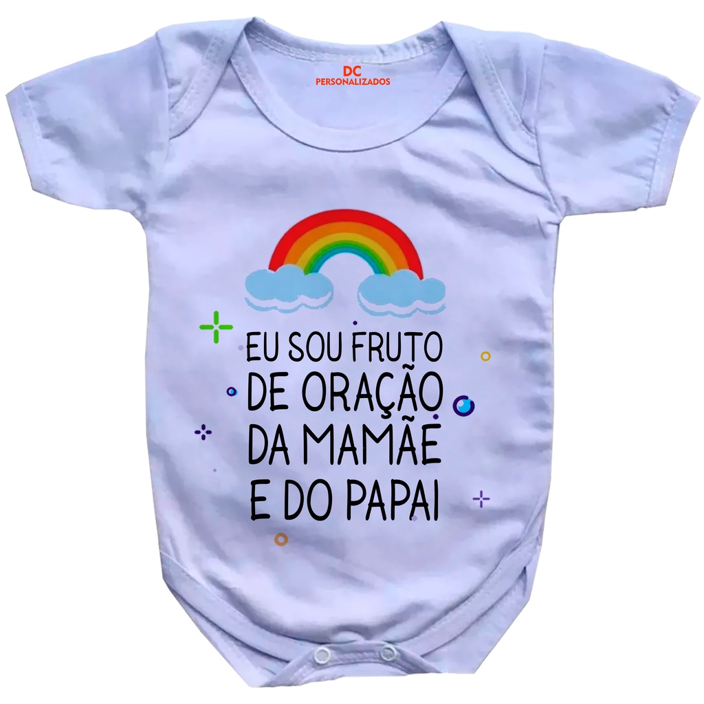 Body Bebê Personalizado Revelar Gravidez Sou Fruto de Oração #664