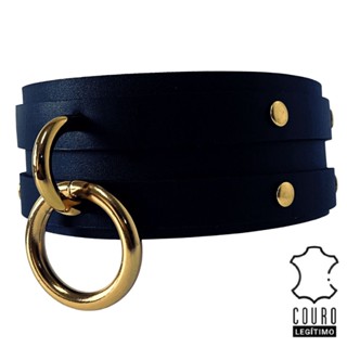 Coleira Choker Gargantilha Couro Legítimo Postural Feminina Masculina Humana Social Gótico