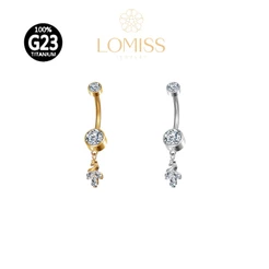 Piercing Umbigo Banana Titânio Zircônia Pingente Cisne Lomiss piercing