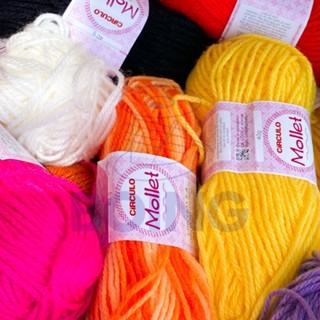 Kit 5 Novelos Fio Lã Mollet 40g Círculo - Parte 3 Cores Multicolor 9016 a 9952 - Tricô / Crochê
