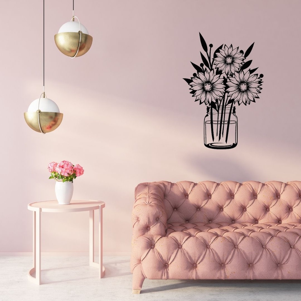 Aplique de Parede Vazado Girassol Vaso de Flor Decorativo Quadro Decorativo Para Sala Quadro