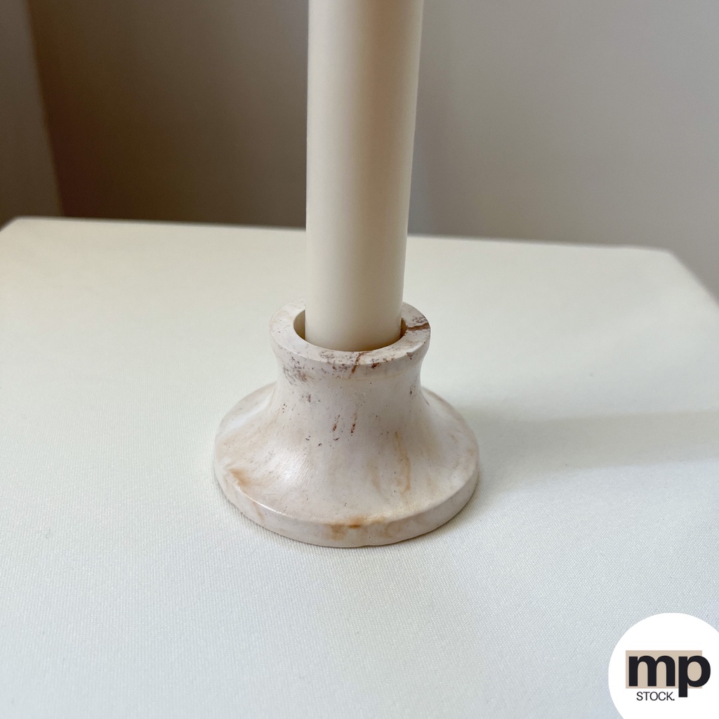 Detalhes do Kit Castiçal Redondo Marmorizado + Vela Palito – Castiçal Concreto + Vela | Decoração Aesthetic