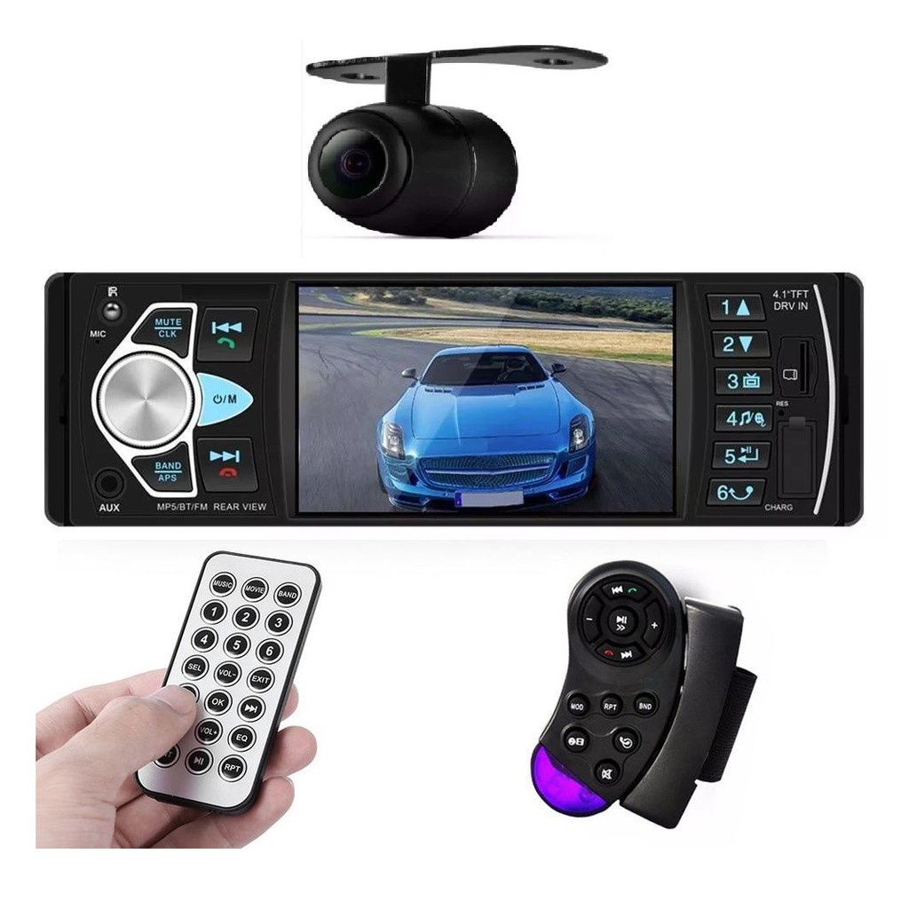 Som Automotivo Camera de Ré Mp5 Central Multimidia Central Bluetooth Usb Dvd 4x60 W