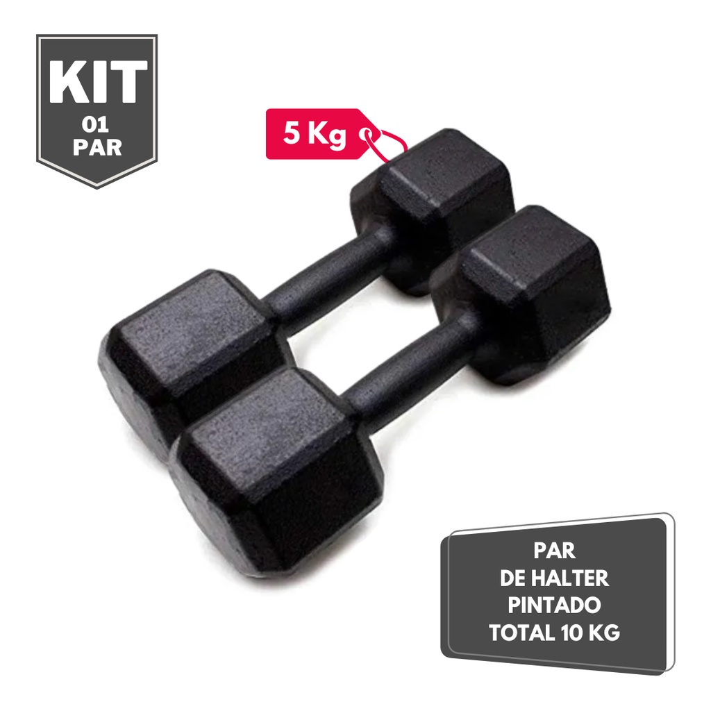 Par de Halter Sextavado Pintado 5 Kg em Oferta na Shopee