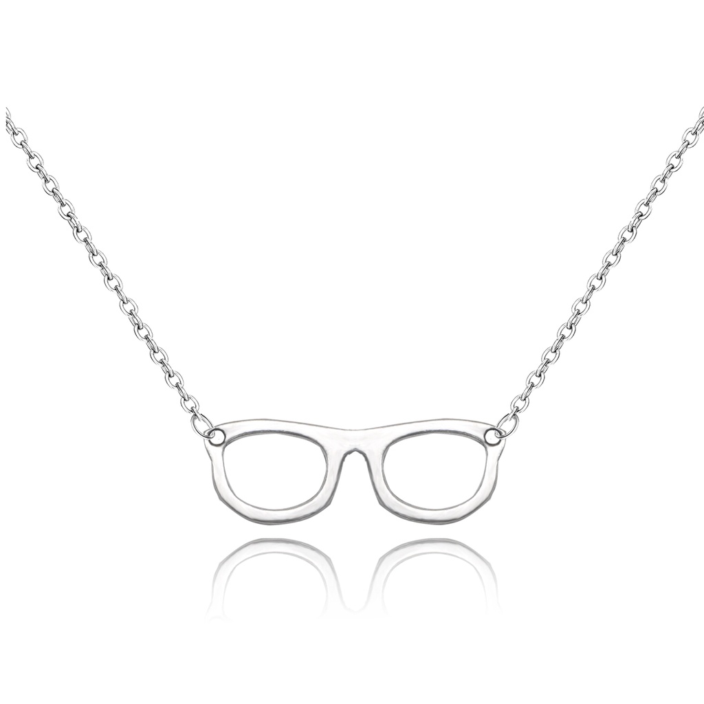 colar feminino de óculos prata prateado metal corrente aço inox choker gargantilha óculo vazado