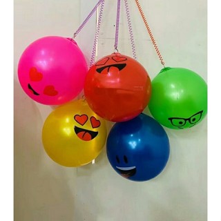 Bola Poing Poing Borracha com Cordão Mola 23cm Brinquedo Super Divertido