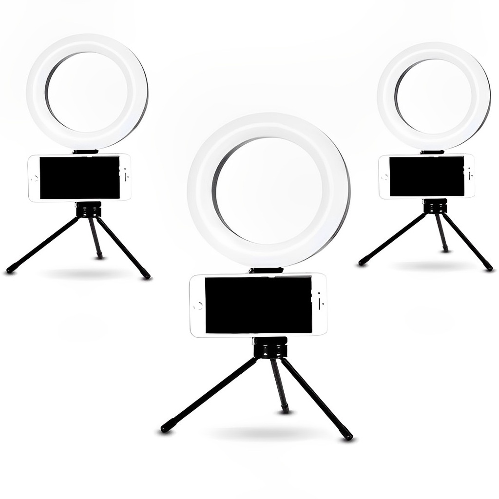 Kit 3 peças Ring Light 6 Polegadas de Mesa 16cm com Tripé (iluminação)