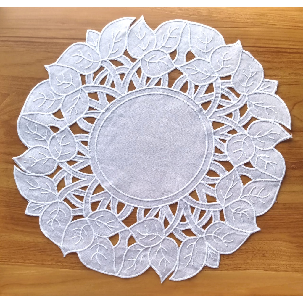 Kit jogo americano 8, 12, 16, 20 e 24 Peças - Sousplat e Guardanapo - Mesa Posta - Decoração Branco com Folhas. — imagem 2 de 2