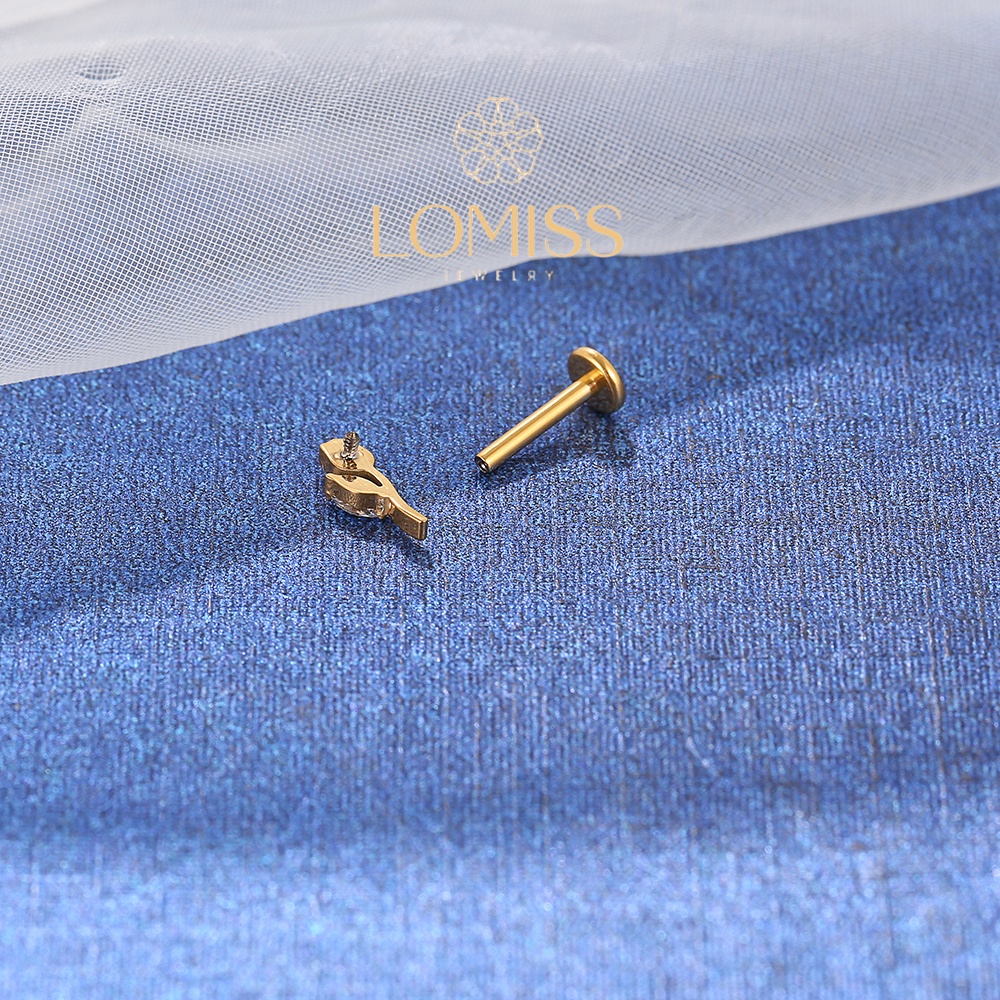 Piercing Helix Tragus Conch Boca-Medusa Labret Titânio G23 Rosa Zircônia Lomiss piercing — imagem 2 de 2