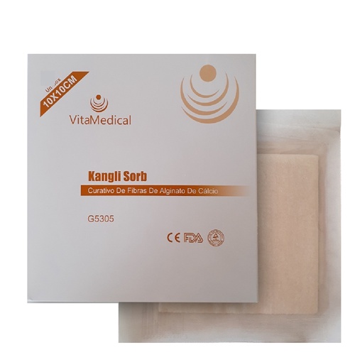 Kangli Sorb Curativo de Fibras de Alginato De Cálcio 10cm x 10cm - VitaMedical