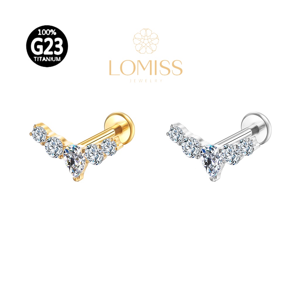 Piercing Helix Tragus Conch Labret Titânio G23 Cluster 5 Zircônias Lomiss piercing em Oferta na Shopee
