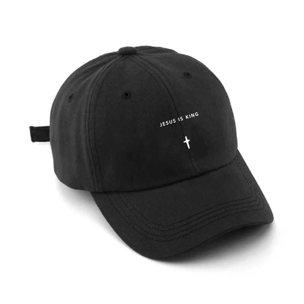 Bone preto baseball Jesus Is King Cruz Preto com regulagem de tamanho