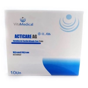 ACTICARE AG - Curativo de Carvão Ativado com Prata 10 Unidades-VitaMedical