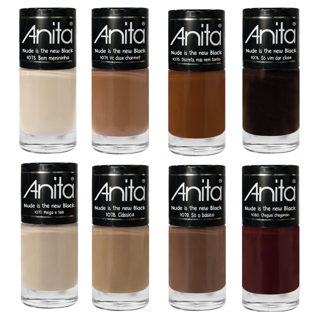 Esmalte Anita Coleção Nude Is The New Black com 8 Cores Nudes Cremosas