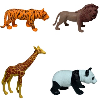 4 Animais Zoológico Safari Borracha Girafa Leão Urso Panda Tigre Cartela Savana Africana em Oferta na Shopee