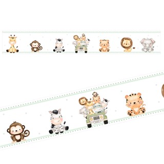 Faixa Adesiva Infantil Safari Baby Animais Decoração de Quarto Adesivo de Parede
