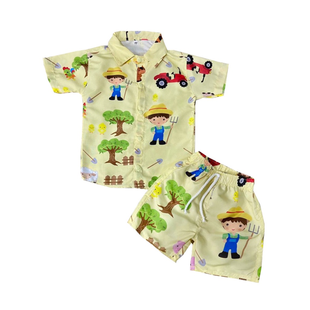 Conjunto Infantil Menino mauricinho Social Floral blogueirinho Temático Festa Roupa com Camisa E Short, Luxo