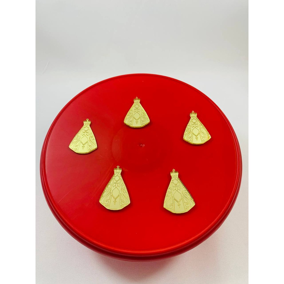 Aplique Nossa Senhora de Acrílico Espelhado Dourado 4 CM - Kit com 10 UND