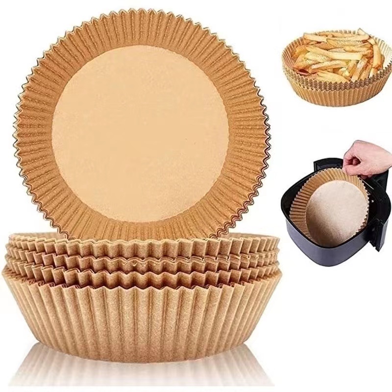 Tapete Redondo De Papel Descartável Air Fryer Antiaderente Para Cozimento 50 Unidades/Forma De Airfryer Descartavel Antiaderente De Papel Cozinha Redondo Fritadeira Cozimento Protetor Forro Tapete